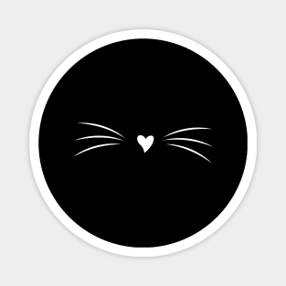 Cat Funny Face With Heart Design And Whiskers Magnet